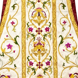 Casulla Romana de Seda Crema con Bordado a Mano de Hilos de Oro, Vestimenta Sacerdotal Católica, Conjunto de Túnica para Clérigos de Iglesia con Cruz de Espina de Jesús - Product Image 6