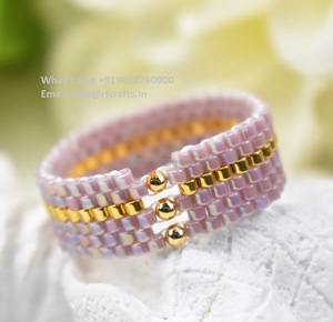 เครื่องประดับแก้วลูกปัดสไตล์โบฮีเมียนทำด้วยมือสง่างามเครื่องประดับจากชาวคริสต์ชาวแอฟริกาใต้แหวนสวมนิ้วประดับลูกปัดรูปแบบลูกบอล - Product Image 2