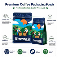 Bolsa de Fondo Plano Personalizada, Reciclable, de Alta Seguridad, para Envasado de Café, Grado Alimenticio, con Cierre Hermético y Válvula