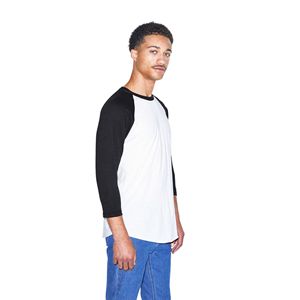 Ultrasoft-Camiseta de béisbol ligera, 50% Algodón, 50% poliéster, 200 gsm, ajustada, blanca y negra, raglán, manga 3/4 - Product Image 2