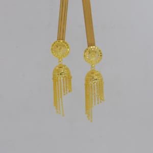Pendientes Jhumka Tradicionales Chapados en Oro para Mujer con Diseño de Campana, Elegantes y Modernos Jhumkas Indios para Bodas y Fiestas - Product Image 2