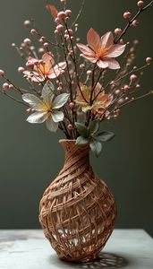 Florero decorativo de ratán con estilo artístico para dormitorios, mesas auxiliares, esquinas de café e interiores contemporáneos - Product Image 4