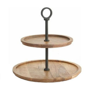 Support à gâteau à deux étages, design martelé, style feuille, brillant et poli, pour fêtes de Noël, usage domestique, hôtelier, restaurant et autres occasions. - Product Image 5