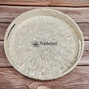 Elegante Bandeja Móvil Moderna con Incrustaciones de Nácar de Tradebyd, Bandeja Decorativa Hecha a Mano de Primera Calidad para Uso Doméstico - Product Image 4