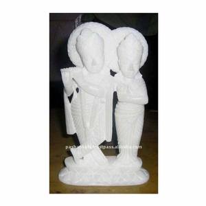 Estatua de Radha Krishna, mármol blanco - Product Image 1