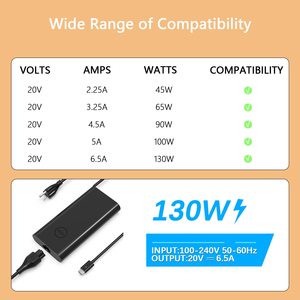 Hot bán 130W USB-C máy tính xách tay sạc 6.5A Type-C Power <span class=keywords><strong>Adapter</strong></span> OVP cho XPS 15 độ chính xác 3561 Latitude 20V OVP cho 90 Wát đầu ra - Product Image 6