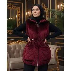 Chaleco Acolchado de Terciopelo para Mujer, Opciones Largas y Cortas, Tejido Retro, Prenda Exterior para Primavera, Verano e Invierno, con Botones, para Trajes de Fiesta - Product Image 1