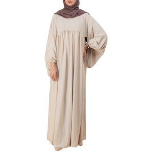 Musulmane modeste Hijab femmes Abayas vêtements islamiques personnalisés manches élastiques longue longueur au sol décontracté respirant coupe ample grande taille - Product Image 5