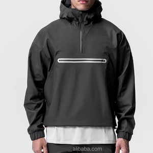 ใหม่เสื้อแจ็คเก็ตกันน้ําผู้ชายเสื้อแจ็คเก็ตสะท้อนแสงน้ําหนักเบา 85% โพลีเอสเตอร์ 15% สแปนเด็กซ์ยิม 1/4 เสื้อซิป - Product Image 6