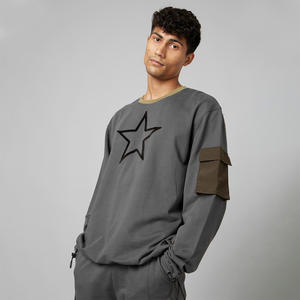 Venta al por mayor de los hombres de moda casual sudadera de invierno cálido de lana de cuello redondo pulóver logotipo personalizado ropa de calle OEM de suministro - Product Image 3