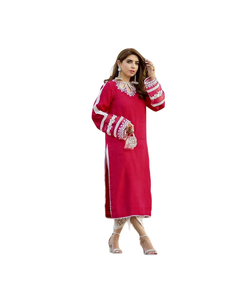Salwar Kameez très vendu, robe indienne pakistanaise en georgette, broderie blanche, découpe GPU, tenue ethnique traditionnelle rouge - Product Image 1