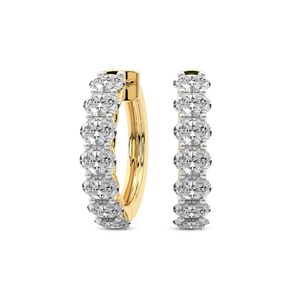 Elegantes Pendientes de Aro con Diamantes Cultivados en Laboratorio, Ovalados, 1 Ct Tw, Color F-G, Claridad VS, 14 Diamantes, Oro Sólido de 14K, Línea Brillante, Joyería Fina - Product Image 3