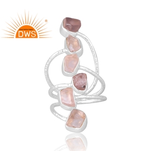 Latest Selling 925 Sterling Silver Natural Rose <b>Quartz</b> Gemstone <b>Ring</b> Custom Jewelry Manufacturer - Product Image 3