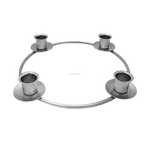 Bougeoir rond en métal argenté, échantillon disponible, clair, décoratif de vacances, imprimé européen, décor de mariage fait à la main - Product Image 1