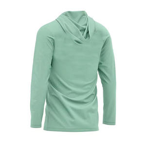 Sweat à capuche vert menthe pour homme, manches longues, protection UV, logo personnalisé sur la manche gauche, 100 % polyester, anti-UV, pull de pêche - Product Image 6