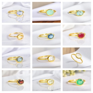 Kyanite cuarzo piedra preciosa forma ovalada 8x10 MM anillo chapado en oro anillos finos joyería para mujeres plata banda lisa anillos personalizados - Product Image 3