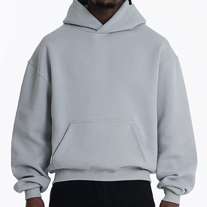 Liso de alta calidad Baggy Sudadera con capucha en blanco No String French Terry 100% algodón de gran tamaño Heavyweight Cropped hoodies - Product Image 1