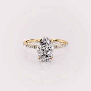 แหวนหมั้นเพชรทรงรีเพาะเลี้ยงในห้องปฏิบัติการ ได้รับการรับรองจาก IGI ทอง 14K สีเหลือง/ขาว/โรสโกลด์ ประดับเพชรแบบฝัง - Product Image 5