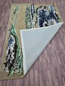 Tapis en soie touffeté fait main de luxe Tapis rond texturé moderne pour salon chambre à coucher Tapis en laine touffeté à la main de haute qualité - Product Image 4