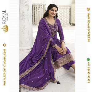 Présentation de la nouvelle Georgette en soie imprimée numérique avec matériel de robe de travail brodé avec Georgette en soie Dupatta - Product Image 5