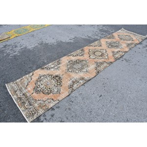 Alfombra turca Vintage de 28 '125 X', Alfombra de lana de tejido plano naranja y Beige con respaldo de látex para decoraciones de sala de estar - Product Image 3