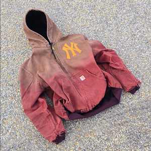 <b>Men</b> Clothing Manufacturer Custom Cropped Boxy <b>Red</b> Sun Faded 500gsm Heavyweight Zip up Jacket Acid Wash <b>Hoodie</b> - Product Image 1