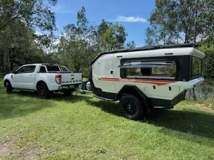 Mini Aluminum Caravan Travel Trailer 2 Person Modern Design <b>Slide</b>-Out Kitchen Black <b>Plastic</b> Honeycomb Floor - Product Image 2