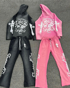 Ensemble sweat-shirt et pantalon de survêtement d'hiver coupe-vent écologique de haute qualité avec appliques en strass vieilli 500GSM, personnalisé et luxueux - Product Image 5