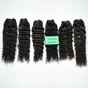 Paquets indiens naturels bouclés paquets de cheveux humains cuticule alignée vendeur vierge vague profonde temple indien Extensions de cheveux humains - Product Image 2