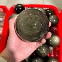 Sphère en Obsidienne Dorée Polie de Haute Qualité 7-10cm, Boule de Cristal Naturelle pour Méditation, Guérison Reiki, Décoration Feng Shui, Vente en Gros