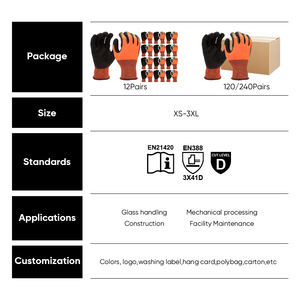 قبضة فائقة مقاومة للقطع من المستوى D قفازات HPPE مجعد مطلية بالنخيل مضادة للانزلاق لمعالجة الزجاج - Product Image 6