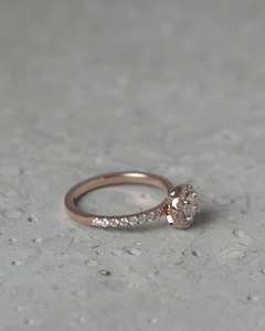 5mm Round Cut <b>Moissanite</b> Halo Engagement <b>Ring</b> | Gold or Silver Solitaire with Accents | Bridal Wedding Fine Jewelry OEM - Product Image 2