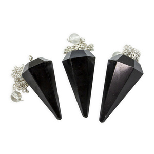 Pendule d'obsidienne noire de haute qualité cristal naturel pierre précieuse cône à facettes pendule de radiesthésie pour pendules de guérison Reiki à vendre - Product Image 5