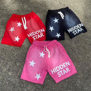 Nouvelle sérigraphie hommes 100% coton ourlet brut Sweat Shorts personnalisé Vintage lavé soleil délavé français éponge Shorts pour hommes aide au lavage - Product Image 1