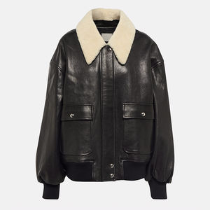 Veste en cuir pour homme M0VA TEXTILES, 100% cuir véritable, col montant, tissu en cuir, avec logo sur le devant - Design tendance à bas prix - Product Image 5