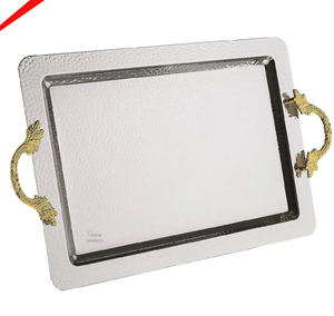 Bandeja de servicio Rectangular de acero inoxidable con acabado plateado de alta calidad para hoteles, restaurantes y bares - Product Image 3