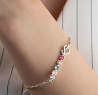 Pulsera de Plata de Ley 925 Bañada en Oro con Circonitas, Diseño Minimalista Cristiano, Nudo de Amor Hecho a Mano, Cadena con Dije de Mamá y Piedra de Nacimiento, Regalo