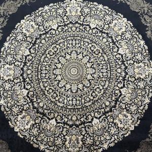 Grand tapis vintage 6,3x9,9 pieds, tapis turc en laine noir à pois - Product Image 5