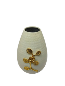 Jarrón Blanco Premium con Diseño de Flores Doradas - Product Image 3