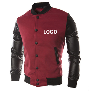 Chaqueta de béisbol de manga larga de cuero de alta calidad para hombre, chaqueta universitaria de cuero Pu, chaquetas universitarias de béisbol Letterman para hombres - Product Image 1