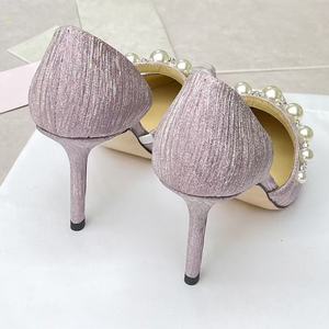 Zapatos de tacón alto con correa de perlas a la moda para mujer, sandalias de tacón de aguja, zapatos planos con punta en pico, novedad de verano. - Product Image 2