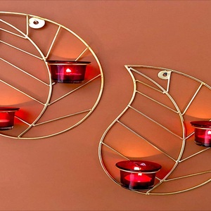 Appliques murales indiennes en métal avec lampes chauffe-plat pour décoration intérieure de luxe pour cadeaux de mariage - Product Image 4