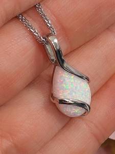 จี้เงินโอปอลอาเรียที่มีรูปร่างหยดน้ำตาและพลอยตัดลูกแพร์เครื่องประดับโอปอลธรรมชาติสไตล์น่ารัก - Product Image 5