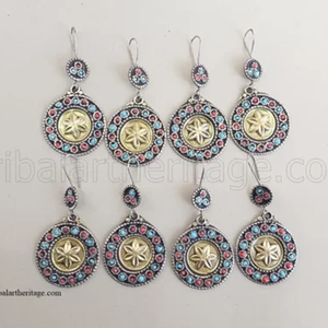 Kuchi ต่างหูเงินเยอรมันทำด้วยมือของชาวอัฟกานิสถานเครื่องประดับต่างหูแบบห้อยสไตล์โบฮีเมียนสำหรับผู้หญิง - Product Image 2