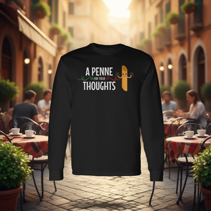 T-shirt à manches longues Italie avec motif 'a Penne' pour vos pensées, design graphique culturel italien promotionnel - Product Image 3