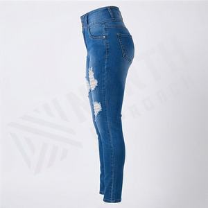 Jeans en denim extensible respirant en coton de haute qualité pour femmes Logo personnalisé Taille plus Mode Couleur personnalisée Pantalons Streetwear - Product Image 3
