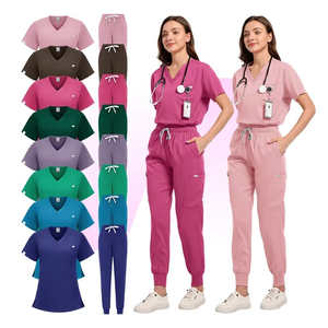 Ensemble de blouses médicales sportives en denim extensible à séchage rapide, confortable, haut et pantalon, tenue de médecin et d'infirmière pour femmes - Product Image 1