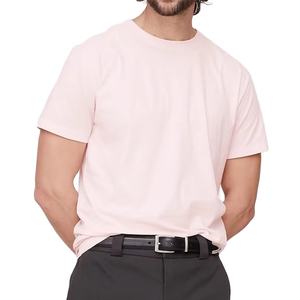 Vente en gros T-shirt décontracté à col rond pour hommes 100% coton biologique à séchage rapide écologique anti-boulochage léger tricoté teint en couleur unie - Product Image 2