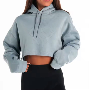 Camiseta de Manga Larga para Mujer, Blusa Linda Informal, Sudadera con Capucha Súper Suave para Gimnasio, Top Corto Transpirable con Capucha para Invierno - Product Image 1