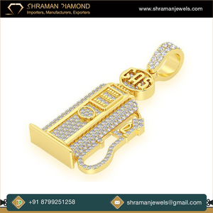 Collares de Joyería Fina Únicos, Chapados en Oro de 10K, con Diamantes Cultivados en Laboratorio, Colgante Personalizado Minimalista con Letra de Gasolinera, Estilo Hip Hop, Unisex - Product Image 3